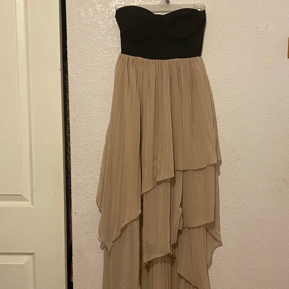 Foreign Exchange | Strapless High-Low Taupe Dress